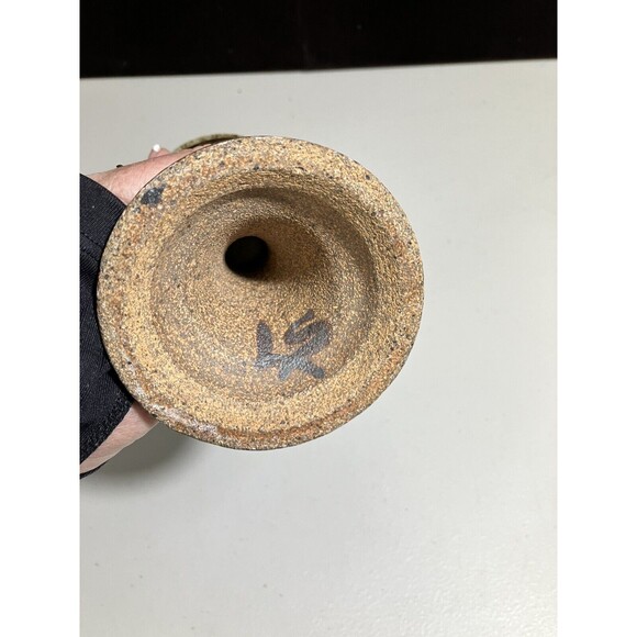 Earthen Colored Stoneware Wine Goblet Handmade and Hand-Glazed Signed 6.5" - Picture 3 of 5